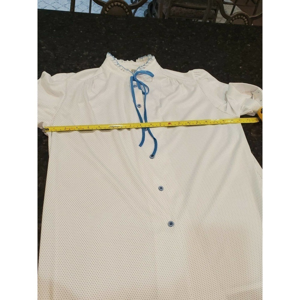 Nikki White 100% Polyester Half Sleeve Vintage Top - Picture 10 of 12